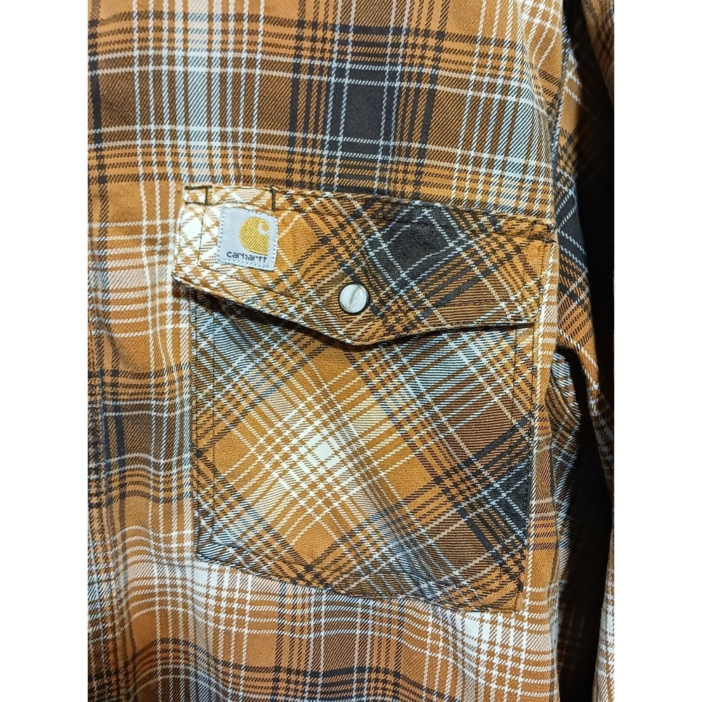 Carhartt Relaxed Fit Long Sleeve Button Shirt Multicolor Pearl Snap Plaid - Picture 3 of 6